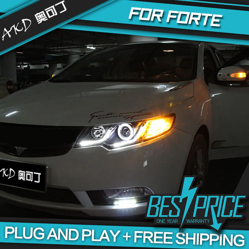 

Car Styling Head Lamp case for Kia Forte Headlights 2010-2015 Cerato LED Headlight LED DRL H7 D2H Hid Angel Eye Bi Xenon