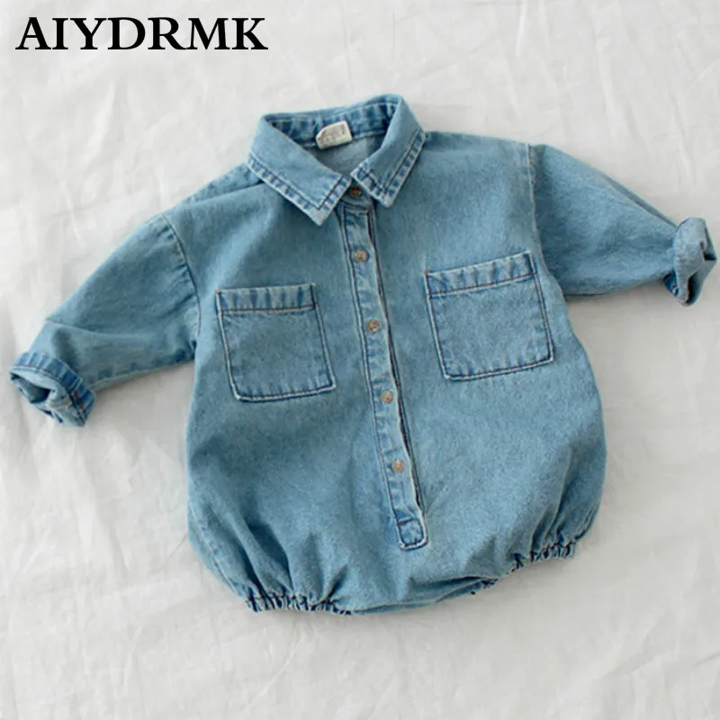 Детские комбинезоны для новорожденных джинсы весна 2018 детская одежда младенцев