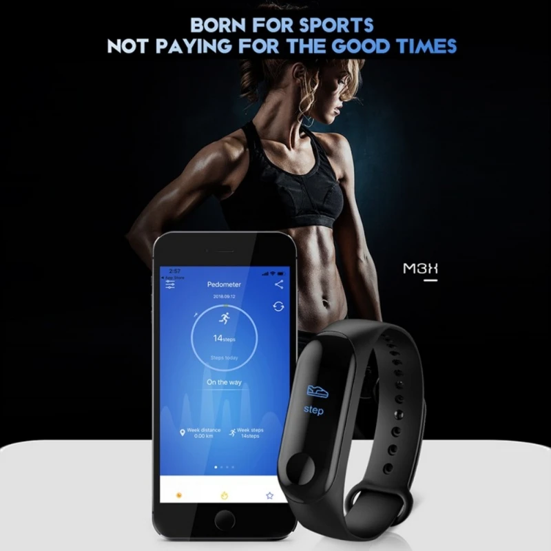 

Waterproof M3 IP67 Bluetooth 4.0 Smartbands Color Screen Wristband USB Charging Smart Bracelet Alarm Reminder Sports Step