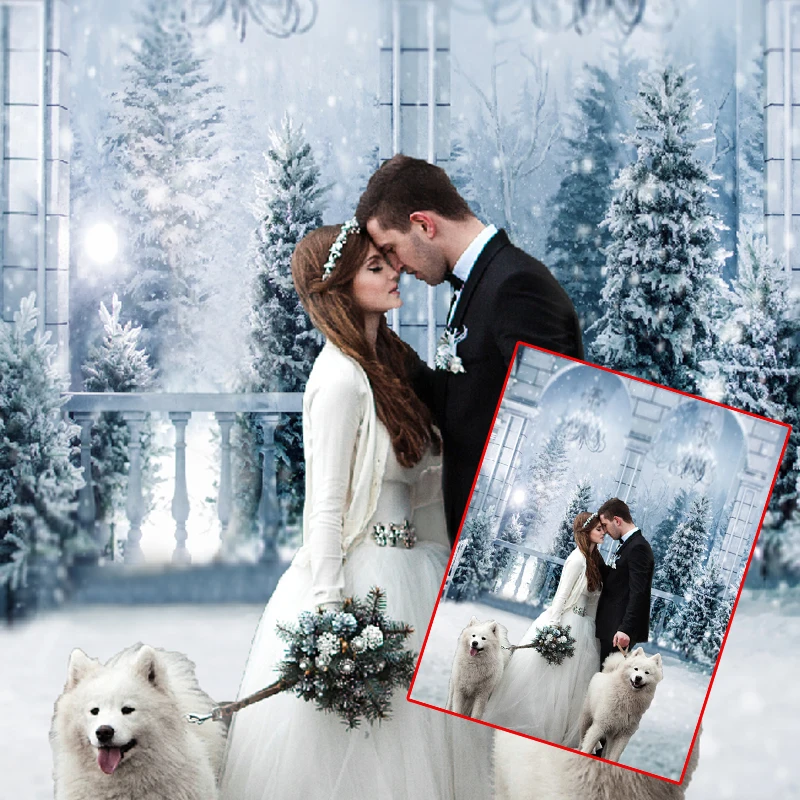 

Снежная Сцена фотография фон 3D Свадьба Рождество фотография Реквизит Дети фото студия реквизит