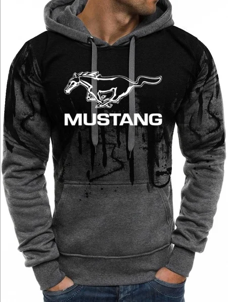 Толстовка с капюшоном Mustang auto hoodie shelby youngtime muscle car - Цвет: Серый