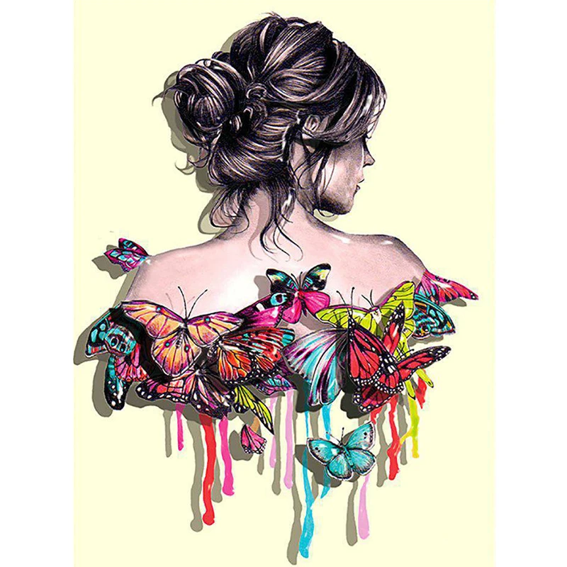 

FSBCGT Abstract A Girl With Butterflies DIY Painting By Numbers Adults Drawing On Canvas Coloring By Numbers Home Wall Art Decor
