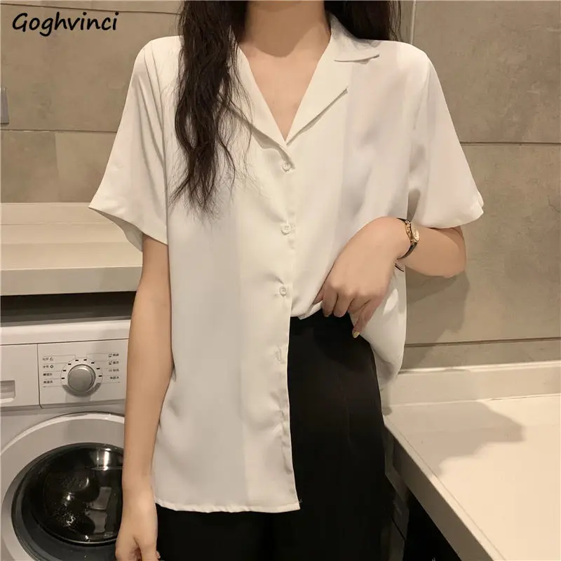 

Shirts Women Solid V-neck Tops Casual Tender Ladies Elegant Students Girls Fashion Straight Comfortable Chic All-match Cozy New