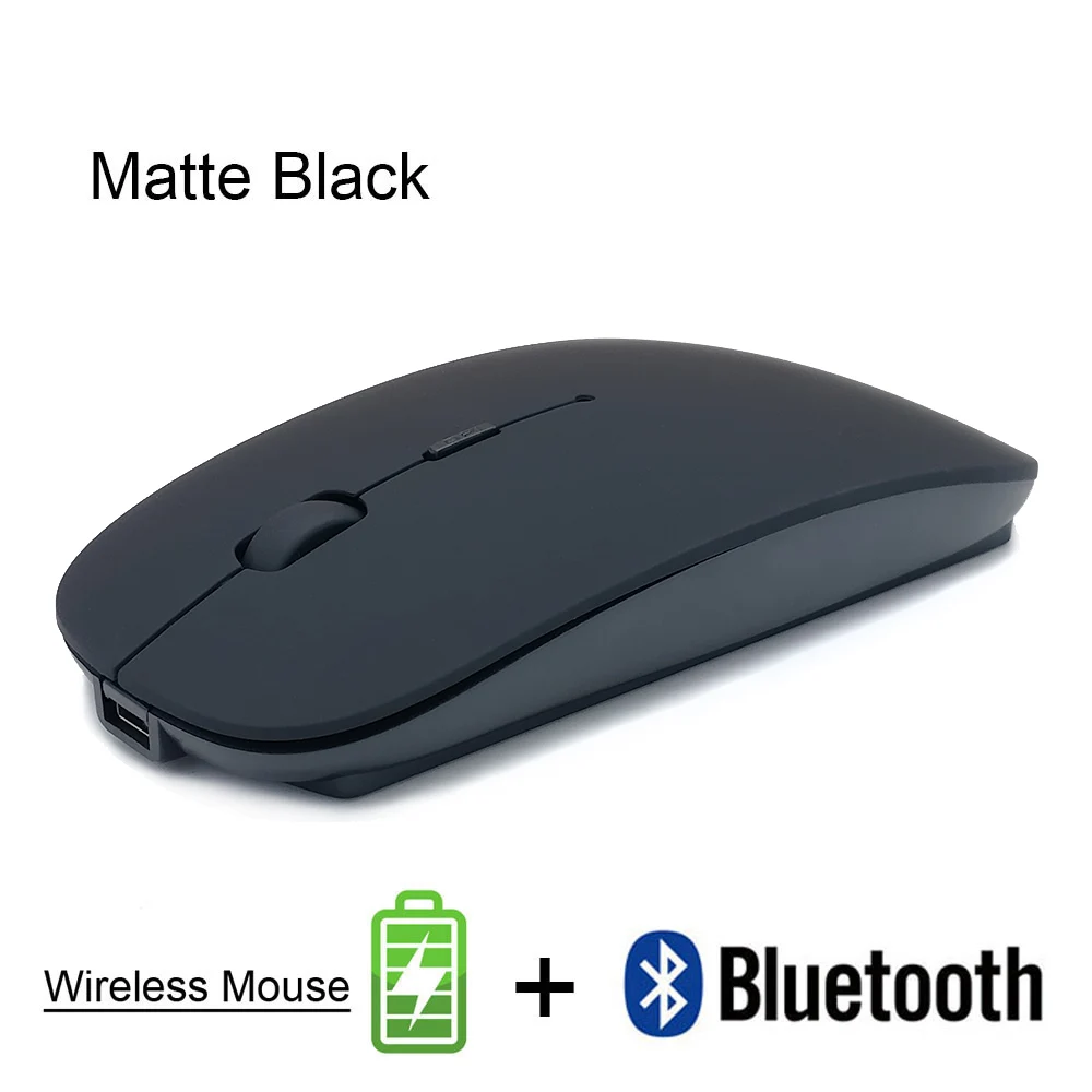 Bluetooth Black Bluetooth Бесшумная беспроводная мышь перезаряжаемая Встроенная батарея 2,4 ГГц USB компьютерная мышь для ПК ноутбука - Цвет: Bluetooth Black