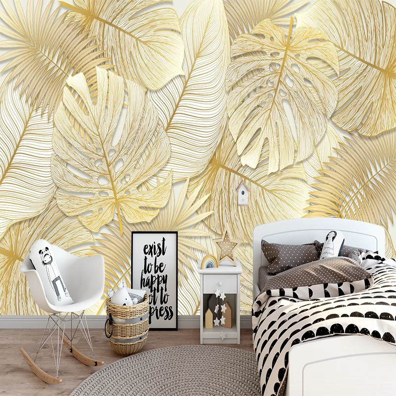 Milofi 3D custom wallpaper Bronze large leaf map | Wallpapers