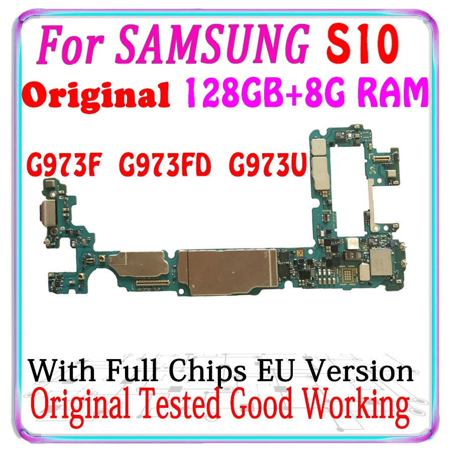 Оригинальная разблокированная материнская плата для Samsung Galaxy S10 Plus 512 ГБ G975F G975FD