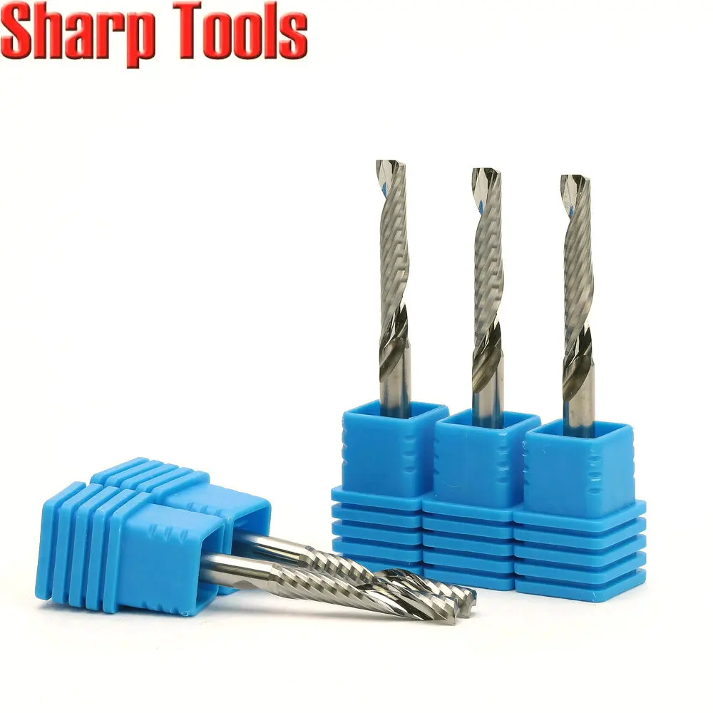 4mm Shank Single Flute Tungsten Carbide Milling Cutter Tool Spiral Router Bit 5pc Engraving Cutters End Mill Set Acrylic CNC | Инструменты