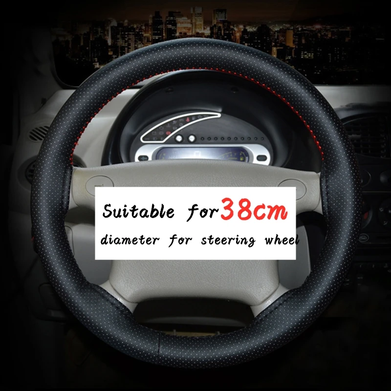 

New Anti-slip Breathable PU Leather DIY Car Steering Wheel Cover With Needles and Thread Fit for Diameter 38cm Auto Accessories
