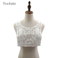 top white hollow cotton embroidery diy lace collar fabric sewing ribbon trim applique neckline craft dress cloth wedding textile