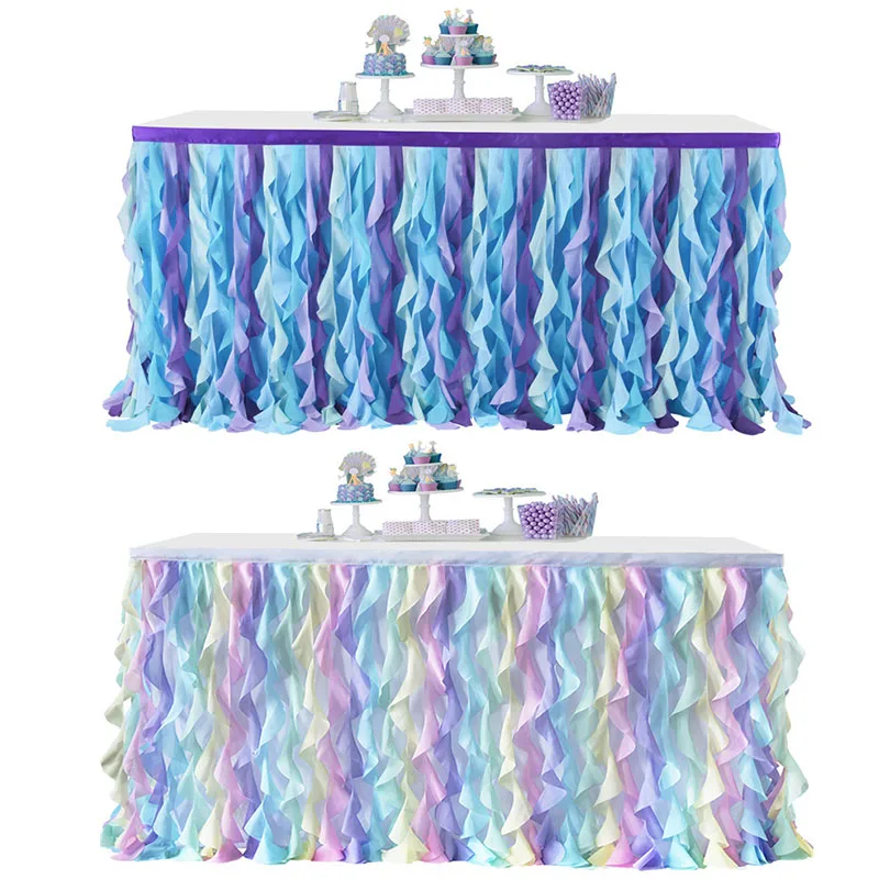 Кружевная тафта Тюлевая юбка пачка для круглого или прямоугольного стола 6