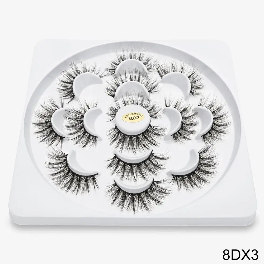 8DX3 SEXYSHEEP 7 пар 8D норковые ресницы натуральные длинные накладные ресницы объем Накладные ресницы макияж расширение ресницы «maquiagem» - Цвет: 8DX3