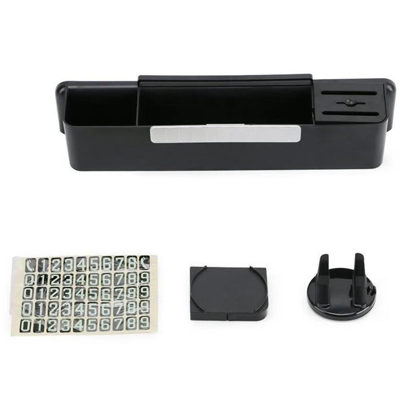 

LCD Screen Storage Box for Tesla Model 3, Multi-Function Dashboard Organizer Tray Phone Holder with Parking Number Plate