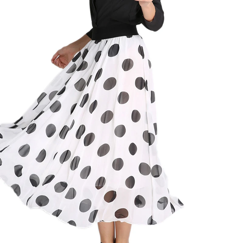 Женское длинное шифоновое платье макси в горошек по низкой цене | Женская одежда