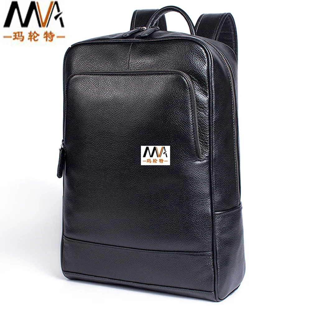 Men·s sassafras color leather backpack  Vintage header level cowhide 15.6 inch laptop bag   Shu gao pi travel school backpack