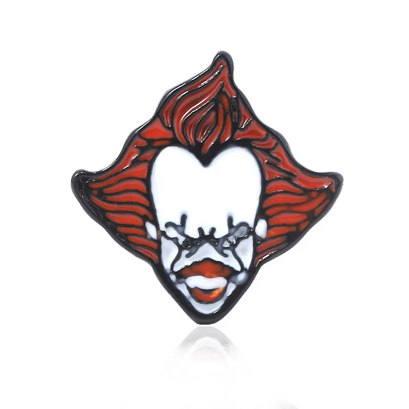 DC JOKER эмалированные булавки фильм ужасов Стивен Кинг это мы все плаваем здесь Pennywise значок брошь для женщин мужчин ювелирные изделия - Окраска металла: Родиевое покрытие