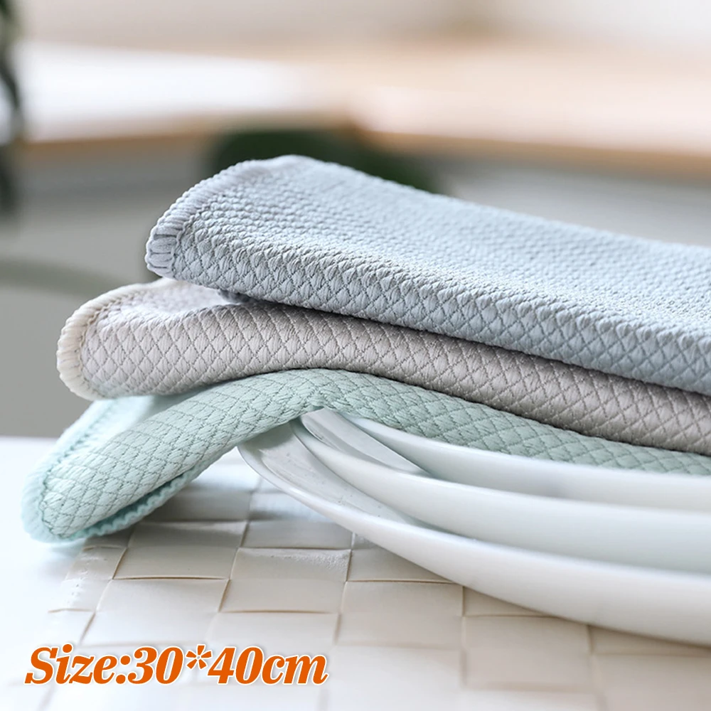

3pcs/set Kitchen Towel Microfiber Cleaning Cloth Non-Stick Wiping Rags Window Car Rag Glass Wipes Wipe Household Cleaning Tools