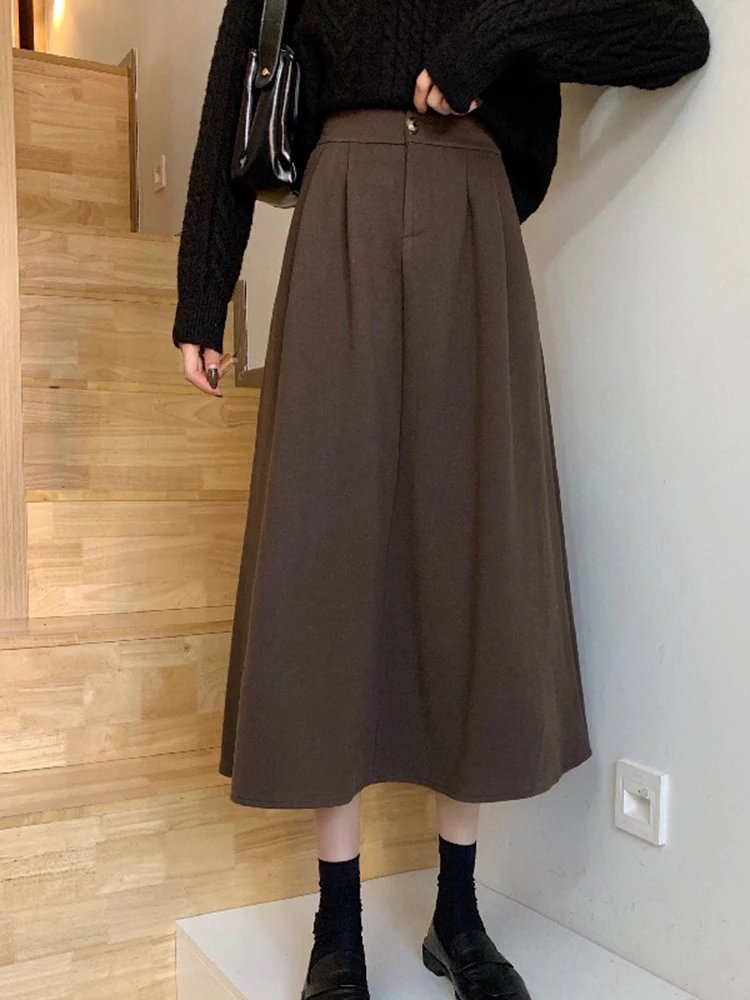 

Half Length Skirt 2021 Spring New Women's Middle Length A-line High Waist Thin Buttock Black Skirt Korean Versatile