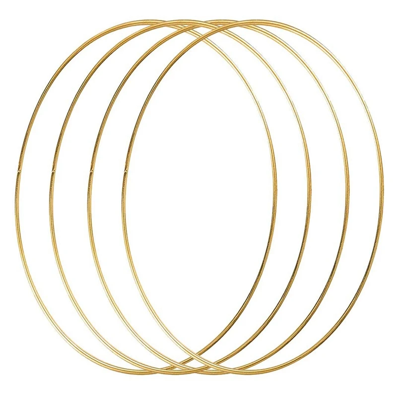 

4 Pack 14 Inch Large Metal Floral Hoop Wreath Macrame Gold Hoop Rings for DIY Wedding Wreath Decor Dream Catcher