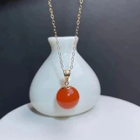 shilovem 18k yellow gold real natural south red agate pendants no necklace fine plant jewelry gift plant mymz10 5 116681nh
