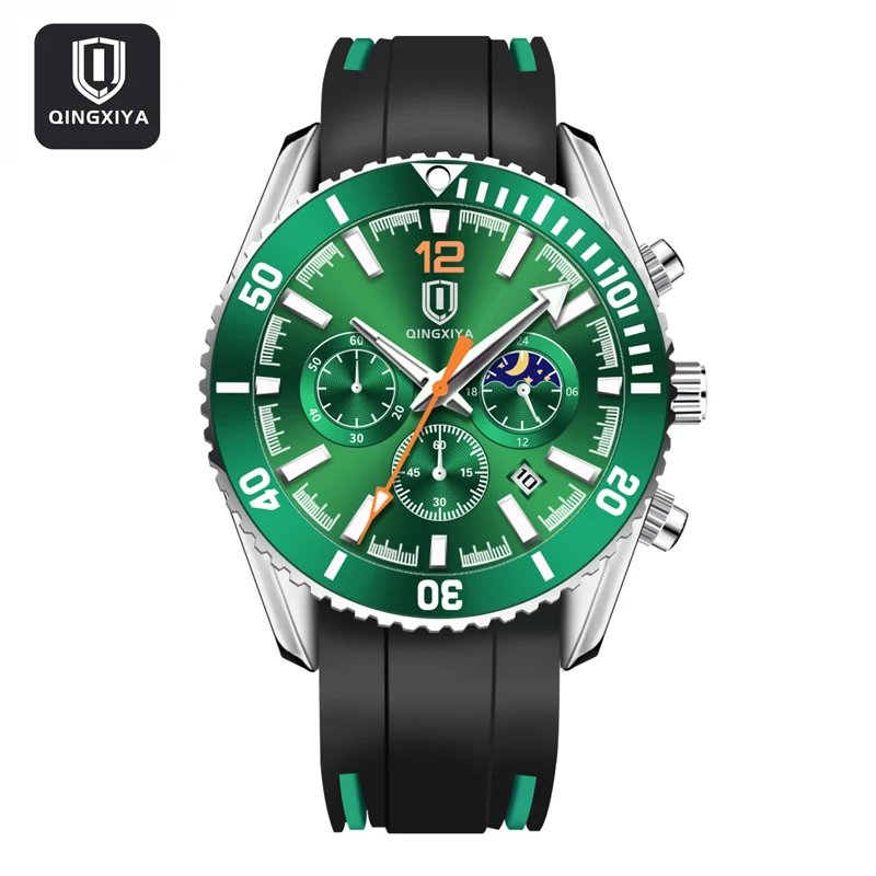 

QINGXIYA New Fashion Mens Watches Top Brand Luxury Silicone Sport Quartz Watch Men Date Clock Waterproof Wristwatch Chronograph