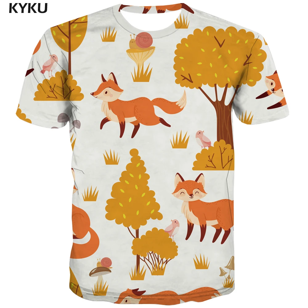 3d футболка с нарисованным животным Мужская лисой принтом дерево рубашка Lovely