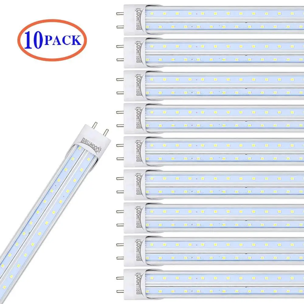 10-Pack T8 светодиодный светильник, v-образная, 4 фута, 40 Вт(эквивалент 90 Вт), двухконцевая мощность, 6000K холодный белый, 4000 люменов jk877