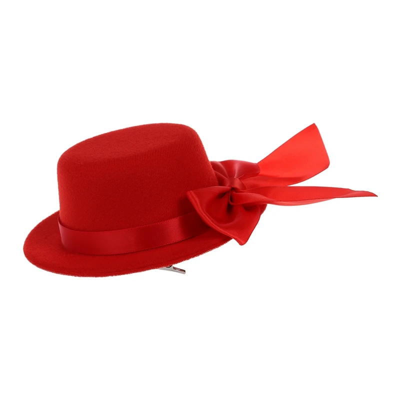 Женская мини шляпа Вуалетка Burlesque Millinery с бантом красная и белая перьевая из