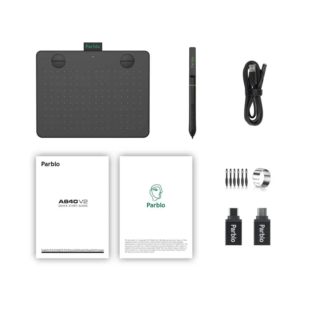 

Parblo A640 V2 7.2"x5.9" Signature Art Design Professional Graphics Drawing Tablet with 4 Shortcut Keys 8192 Pen Pressure