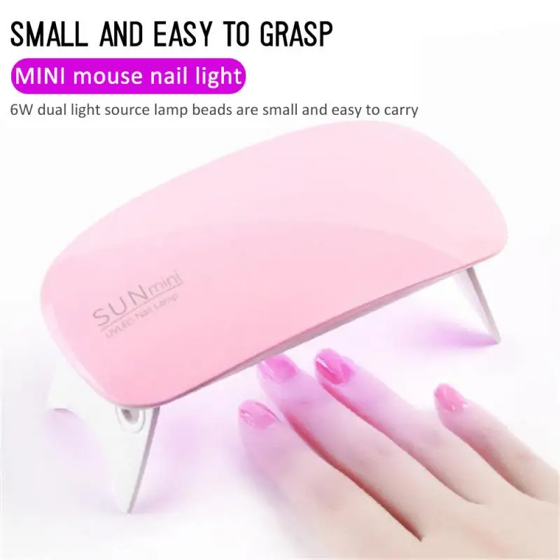 

HOT！2 Colors Portable 6W Nail Dryer Machine 6 LED UV Lamp Micro USB Cable Home Use Nail UV Gel Varnish Dryer Nail Art Tools