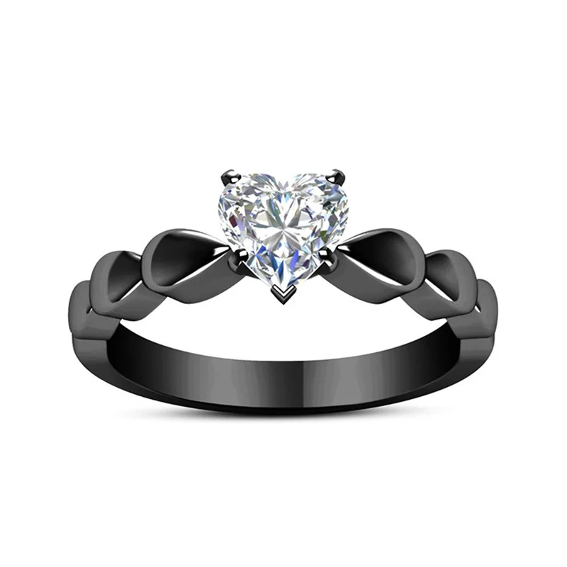 

Trendy 2021 Love Zircon Ring For Women Fashion Gun Black Famale Rings Engagement Wedding Party Jewelry Hand Accessories