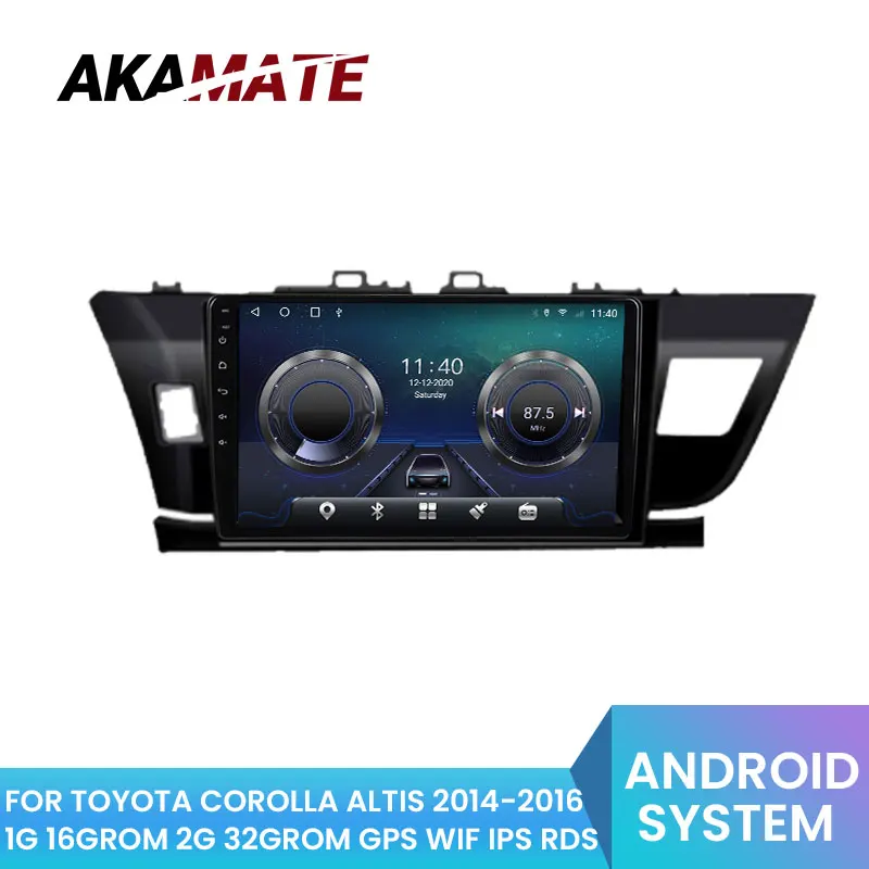 AKAMATE 2din 10inch Car Radio Touch Screen Android Multimedia Player GPS WIFI RDS FM For TOYOTA Corolla Altis 2014-2016 | Автомобили и