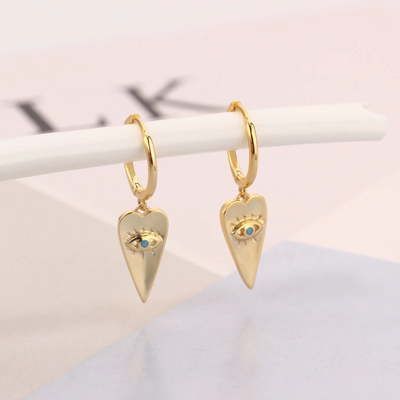 

Silver Gold Color Lucky Eye Leafs Pendant Drop Earring for Women Charm Earring Piercing Pendiente Luxury Green European Jewelry