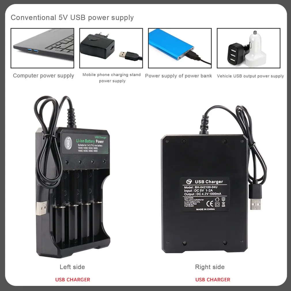 Зарядное устройство с USB 18650 черное 4 слота 110 В переменного тока 220 | Электроника