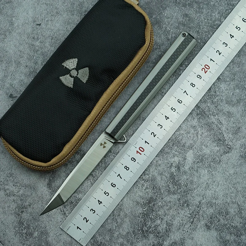 Складной нож-Флиппер LEMIFSHE JR9389 лезвие M390 рукоятка из титана/стали CF походные ножи