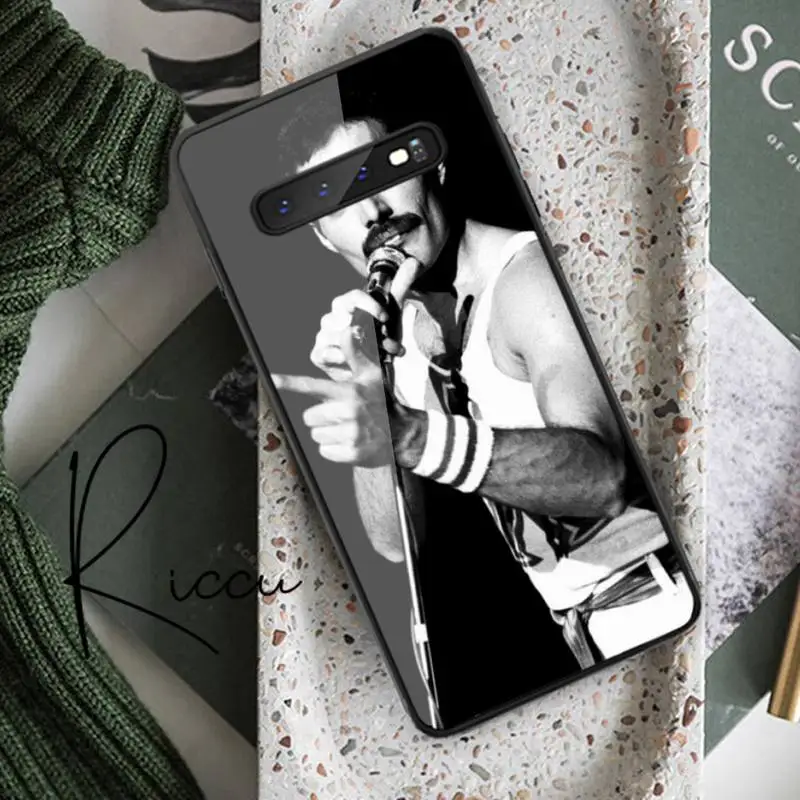 

Queen band Freddie Phone Case Tempered Glass For Samsung S20 Plus S7 S8 S9 S10E Plus Note 8 9 10 Plus A7 2018