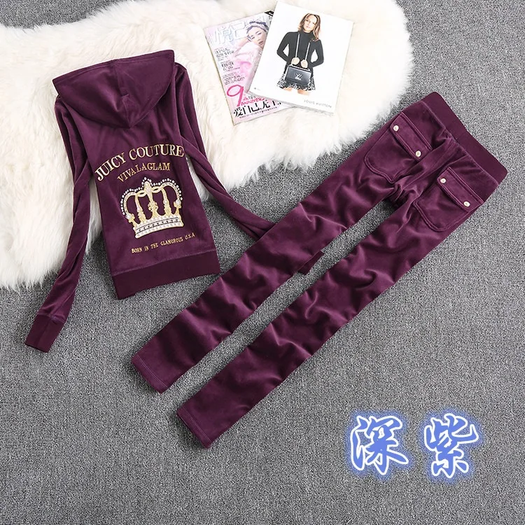 

2021Velvet Fabric Tracksuits Velour Outfits Hoodies Tops and Sweat Pants Set for Women S- XL women 2 piece set