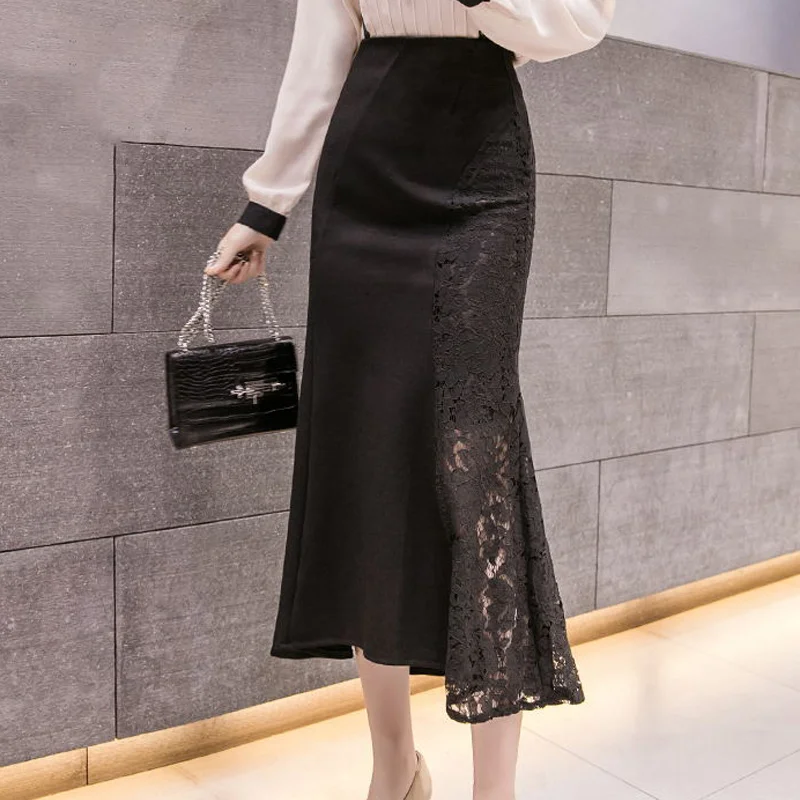 SymorHouse размера плюс с кружевной юбкой для женщин новая корейская мода длинные