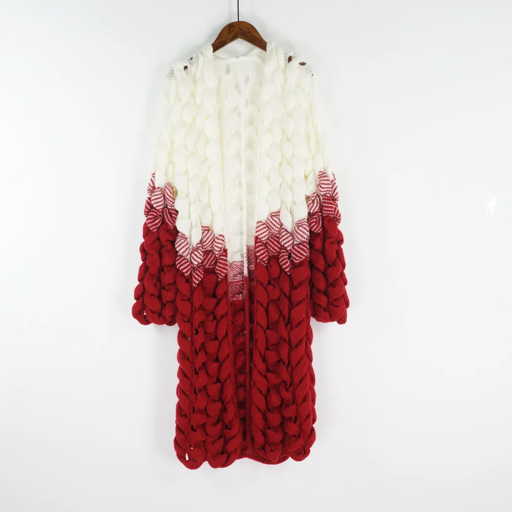 

Long Knitted Cardigan Casual O Neck Long Sleeve Hollow Out Cardigan Jumper Autumn Winter Oversized Women Sweater Coat