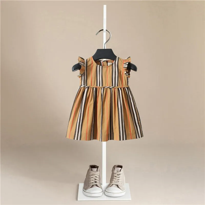 Платье для девочек новые детские платья клетчатое Полосатое платье на день