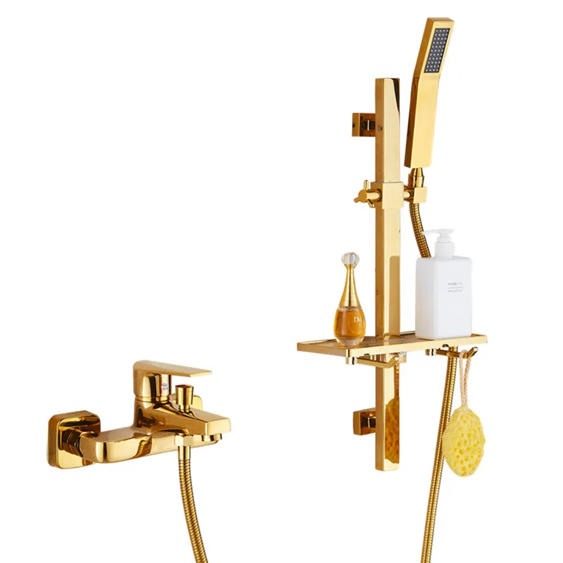 Ласо смесители для ванны золотой набор душа холодной и горячей воды краны
