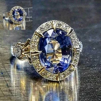 gorgeous women wedding engagement rings alloy jewelry blue sz 6 10