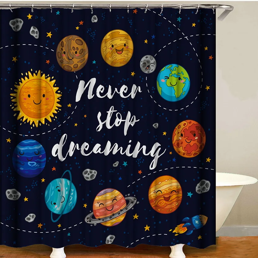 

Planet shower curtain waterproof universe bathroom curtain shower polyester bath curtain