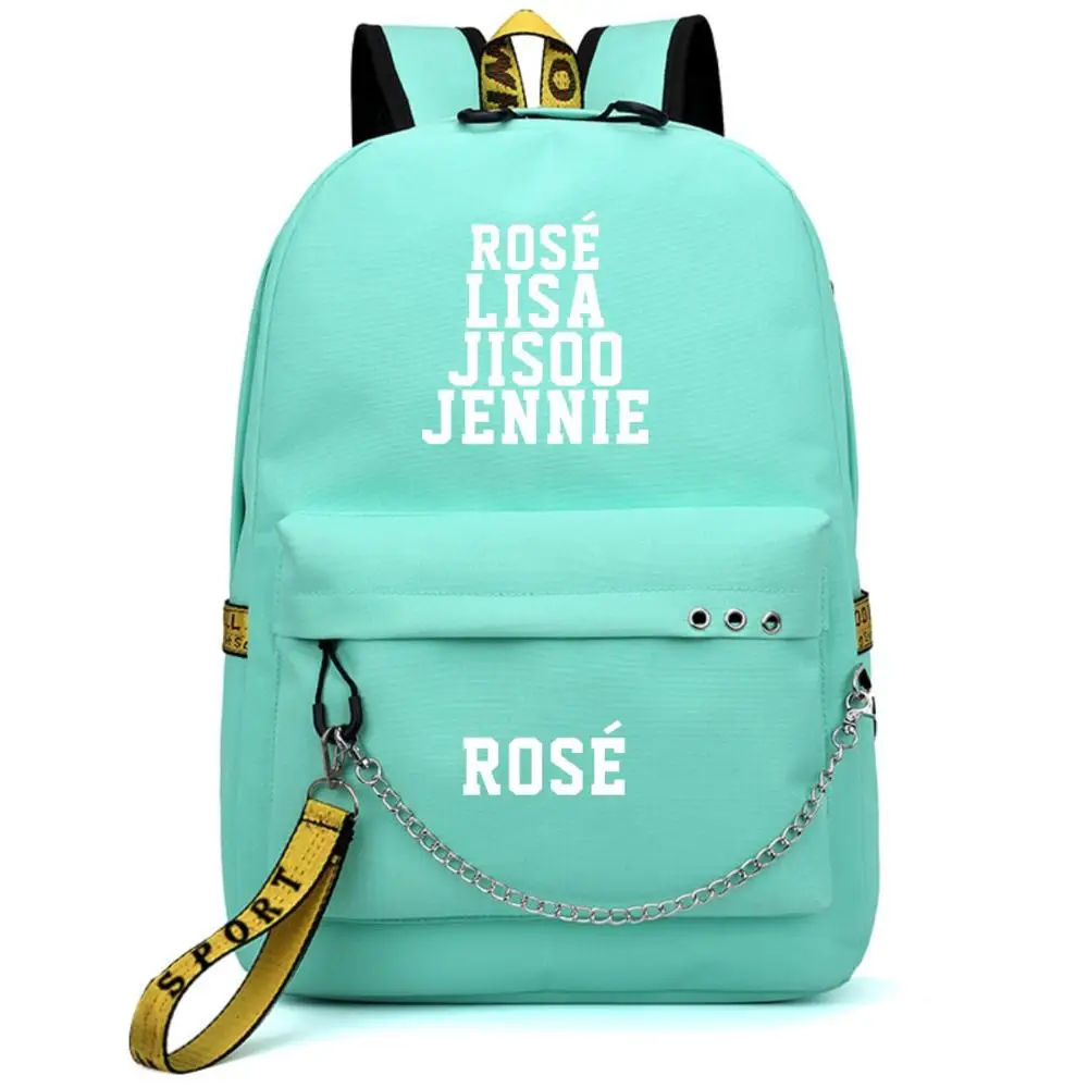 Style 8 Kopo BlackPink Rose Lisa JENNIE USB Рюкзак Школьные сумки черный розовый Mochila дорожные сумки рюкзак на цепочке для ноутбука USB порт для наушников - Цвет: Style 8