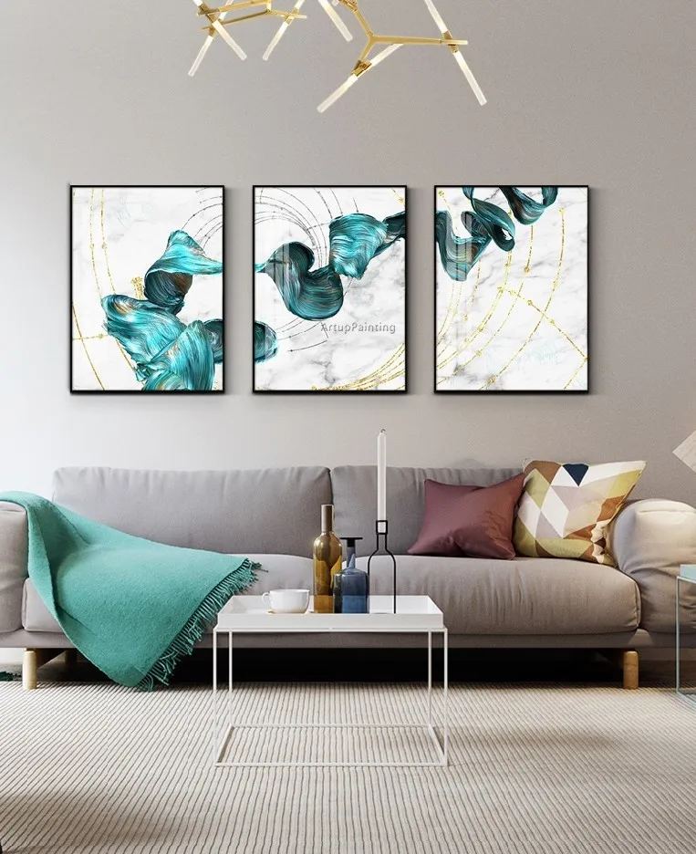 Koop Abstract Olieverfschilderij Hand Geschilderd Blauw Art Wall Decor Schilderen Voor Woonkamer Woondecoratie Cuadros Abstractos