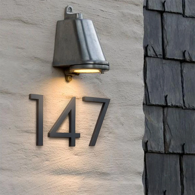 Señal flotante de números de Casa negra grande de 15cm, cartel de números de puerta moderna, señalización de edificios para exteriores, Huisnummer de números, placa de dirección de Casa