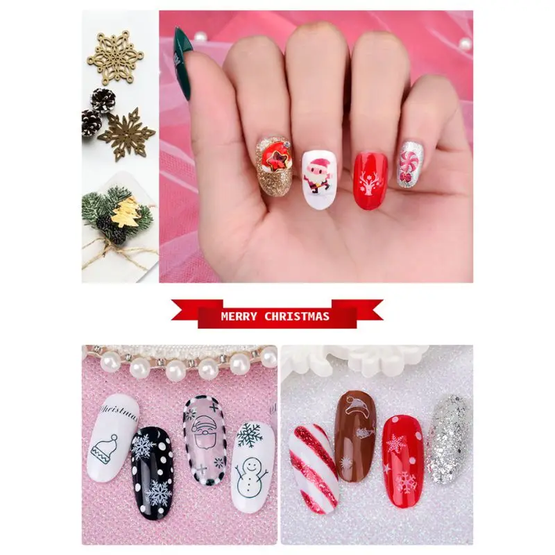 Горячая Рождественская наклейка для маникюра 3D модный Рождественский Снеговик