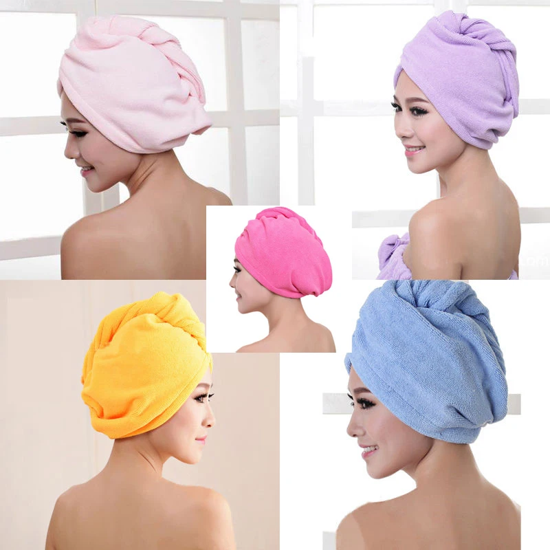 Microfiber Bath towel Hair Hat Turban Dry Quick Drying soft shower cap hat for lady man Head Wrap Bathing Tools | Дом и сад