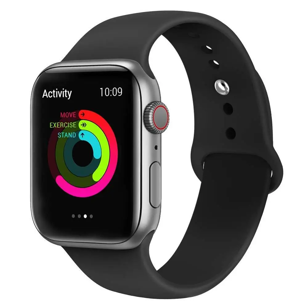 black Силиконовый ремешок для наручных часов Apple Watch, 42 мм, 38 мм, Версия 44 мм 40 мм резиновый браслет Ремешки черный ремешок наручных часов Iwatch серии 5/4/3/2/1 браслет - Цвет ремешка: black