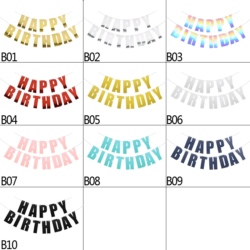 Kids Adult Happy Birthday Party Decoration Gold Silver Pink Flags And Banners Wall Hanging Bunting 1st | Дом и сад