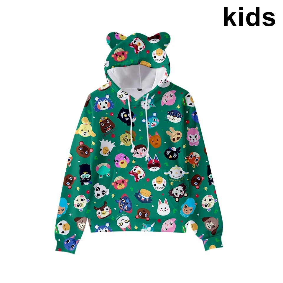 

3 To 14 Years Kids Hoodies Animal Crossing 3D Cat Ears Hoodie Animal Crossing Sweatshirt Boys Girls Cartoon Children Clothes